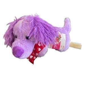 Dan Dee Purple Berry Scented Dog Puppy Plush Stuffed Red Ribbon Hearts